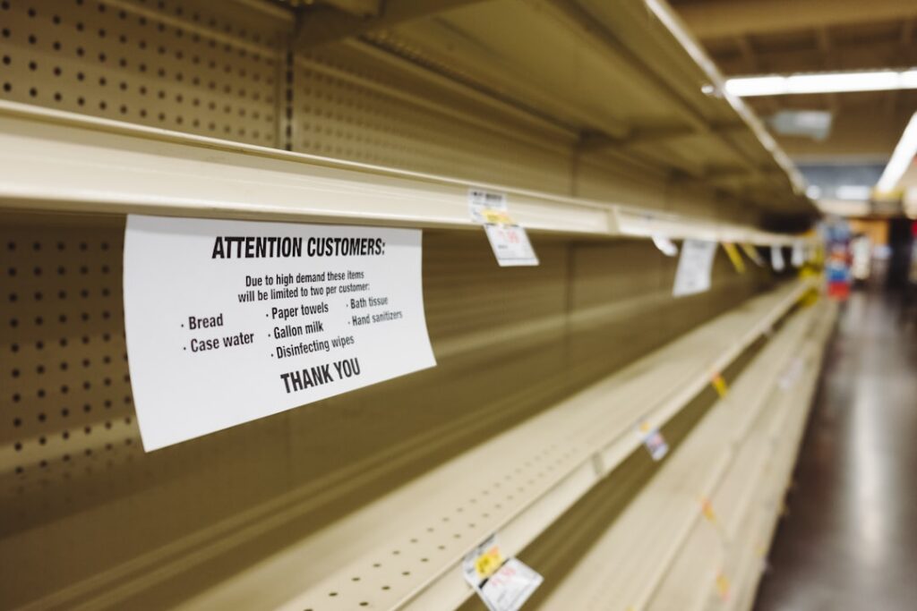 Empty retail store during summer slow period before back-to-school shopping