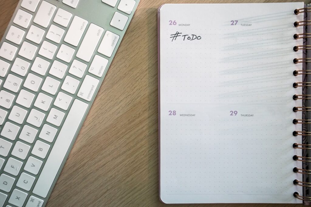 Business planning calendar representing a pre-sale MCA debt resolution timeline