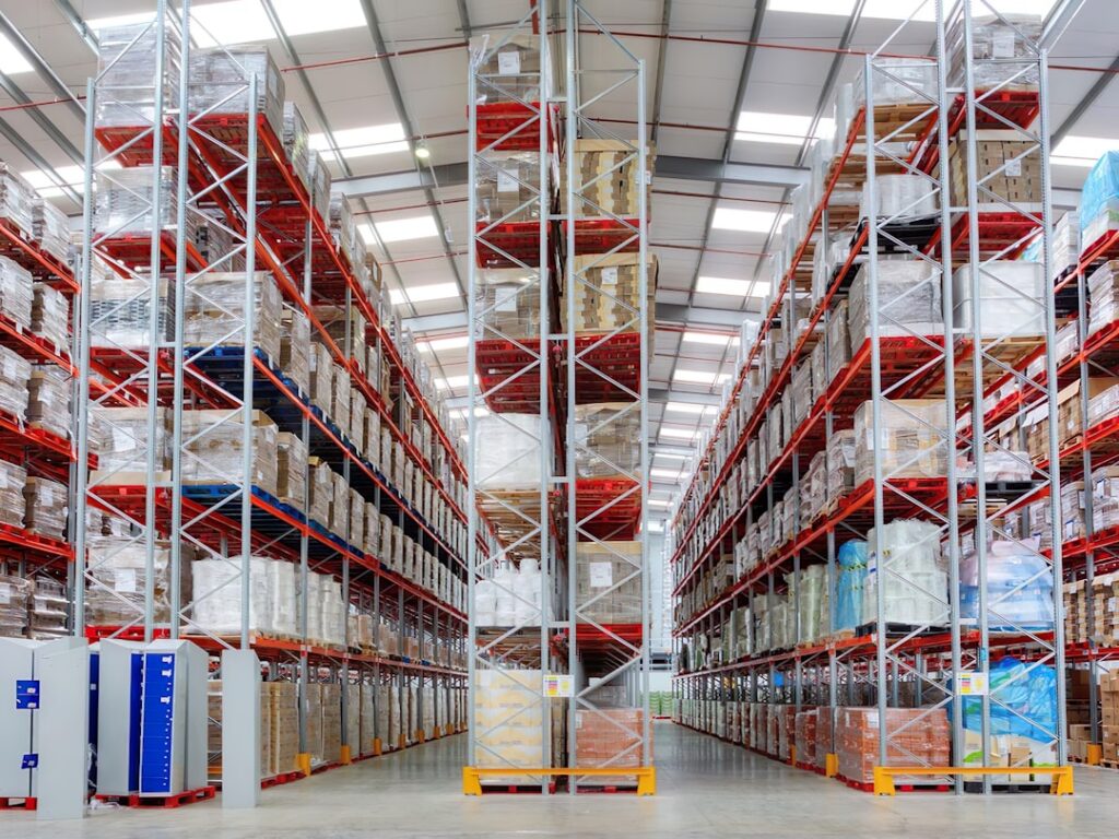Empty warehouse shelves after a supplier delivery was delayed