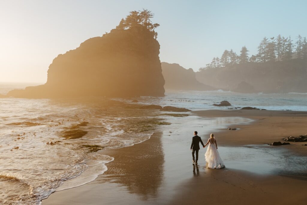 Wedding photographer shooting an outdoor ceremony during peak season
