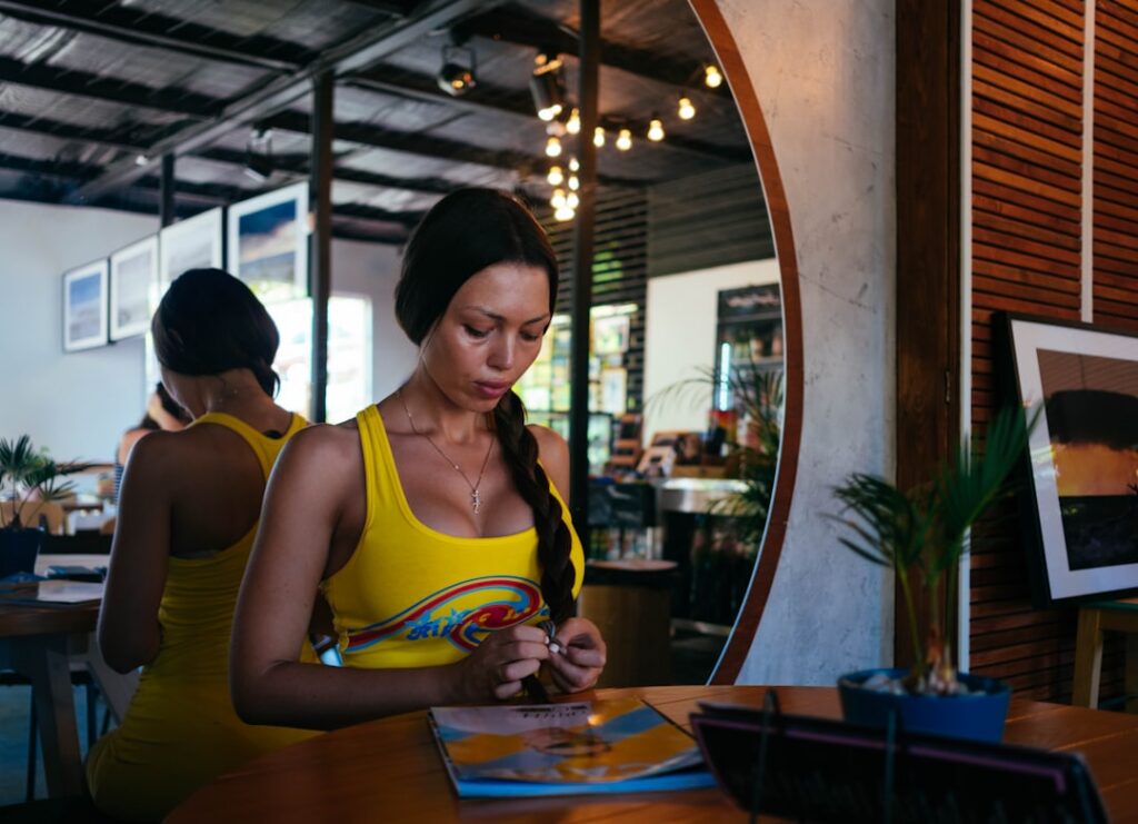 Business owner closely reading the fine print of a financing contract