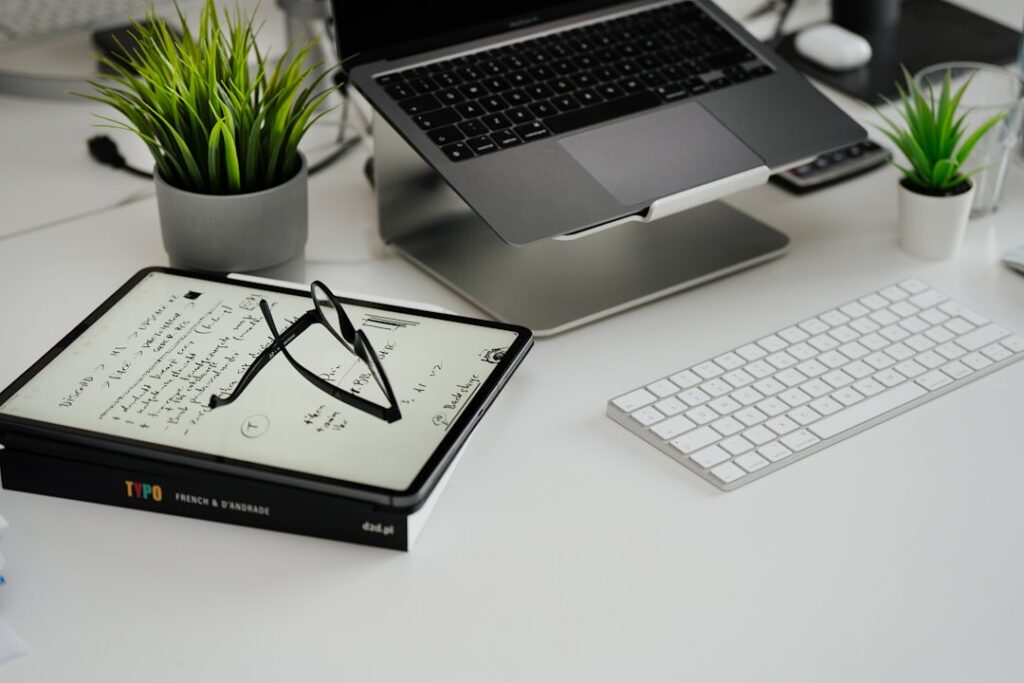 Closing documents and escrow paperwork on an office table