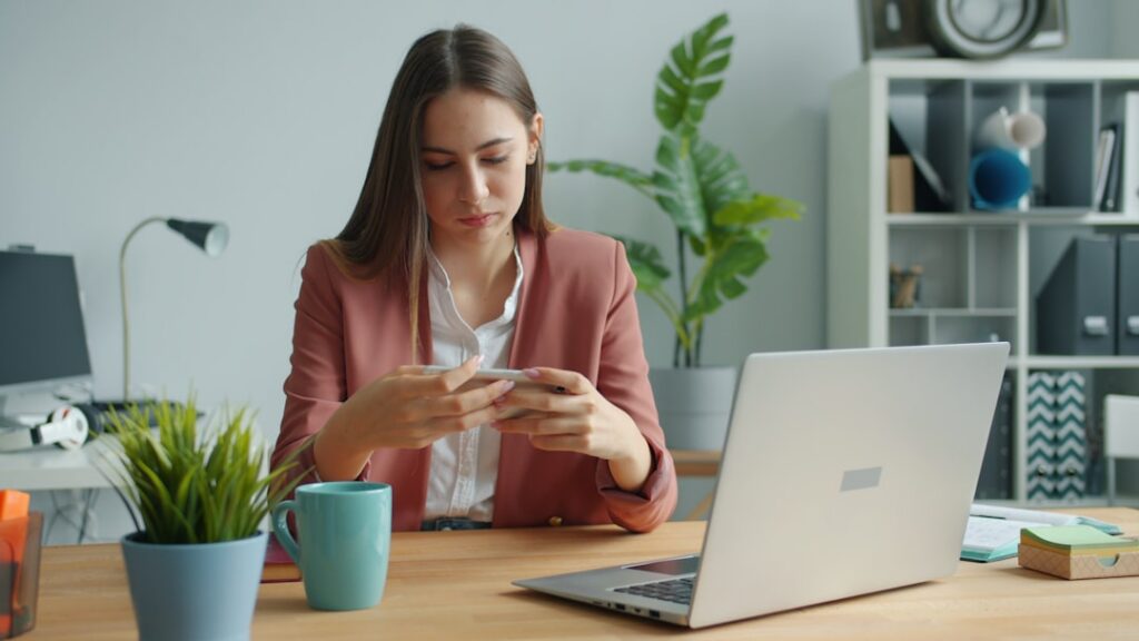 Accountant reviewing bank statements and financial records