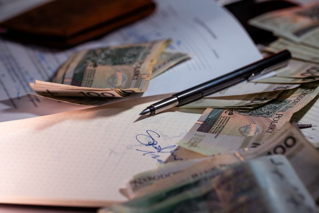Bank statement and notice representing an early warning sign of default