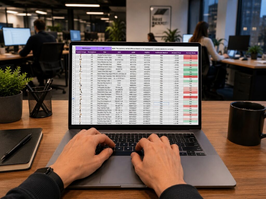 Accountant reviewing a spreadsheet flagged with warning indicators