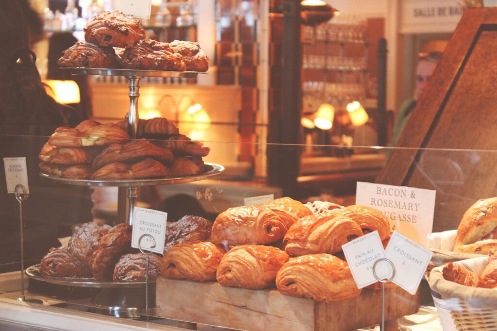 Commercial bakery kitchen in full production for the holiday season