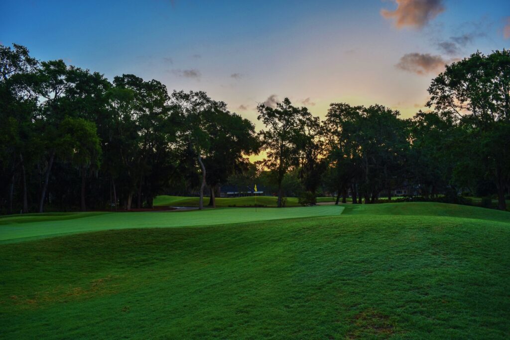 Sunrise over an empty golf course fairway symbolizing a fresh start for the business