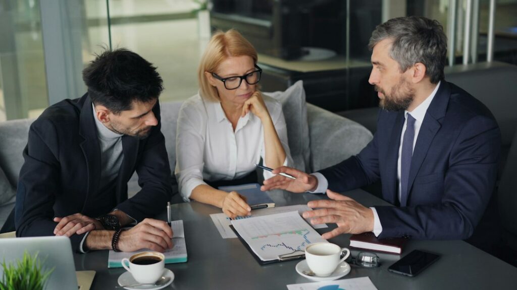 Business owner meeting with an accountant to review financial documents