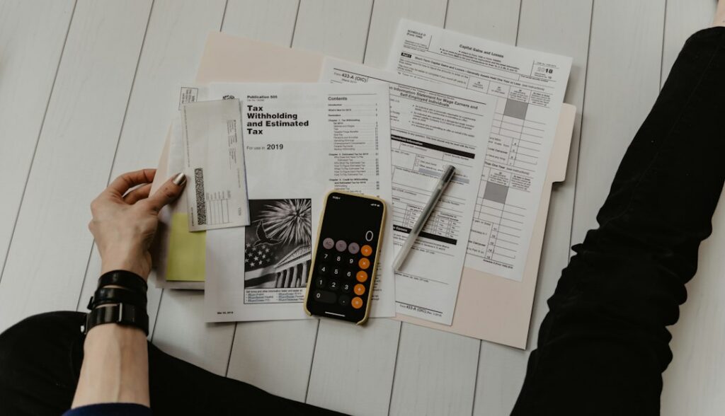 Owner organizing business bank statements