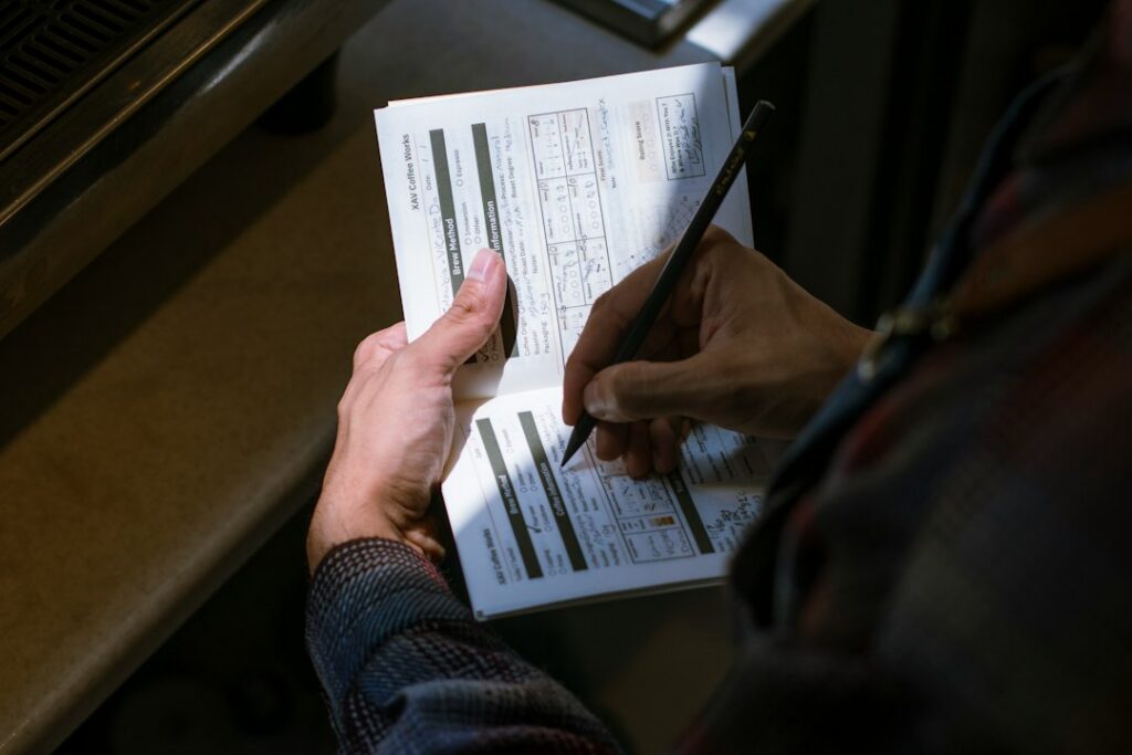 Business owner checking an advance agreement