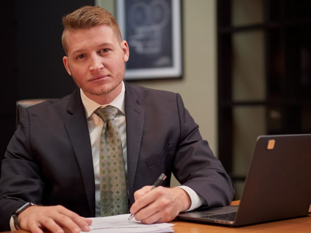 Business attorney reviewing a commercial contract