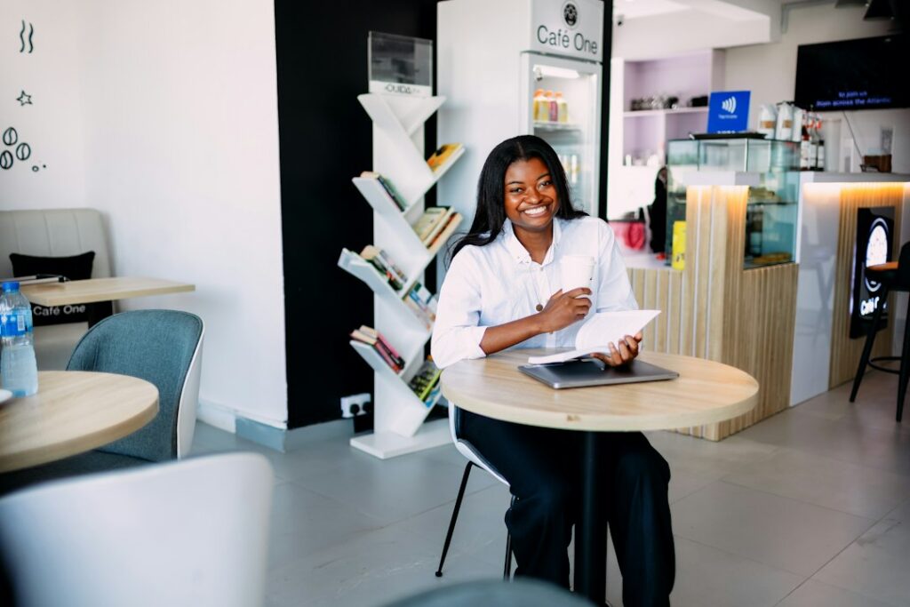 Owner reading a financing contract at a desk