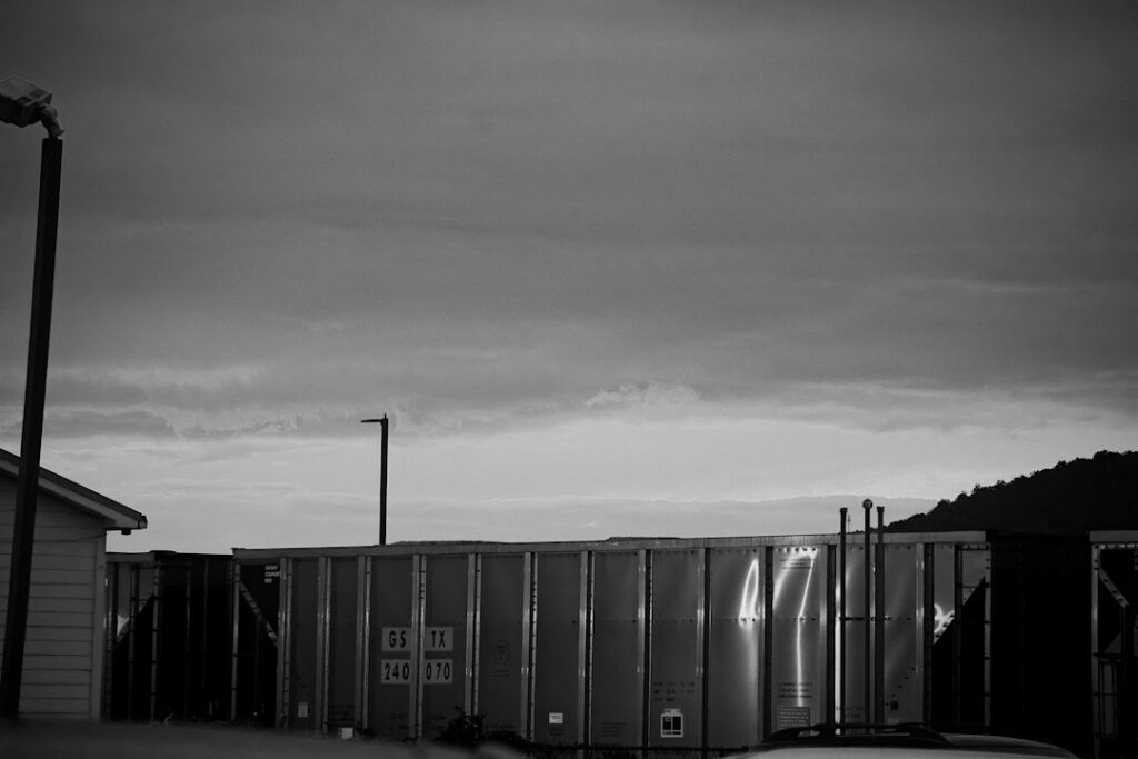 Equipment yard at dusk