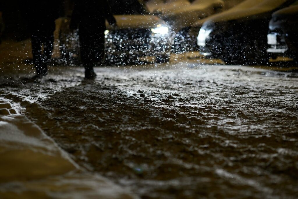 Vacuum stations at a car wash in cold weather